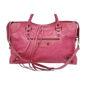Balenciaga Giant City Black Hardware Bag Pink